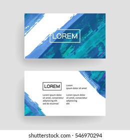 Set Of Vector Business Card Templates With Brush Stroke Background.