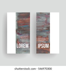 Set of vector business card templates with brush stroke background.