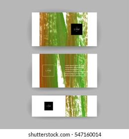 Set of vector business card templates with brush stroke background.