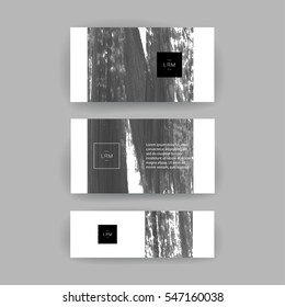 Set of vector business card templates with brush stroke background.