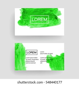 Set of vector business card templates with brush stroke background.