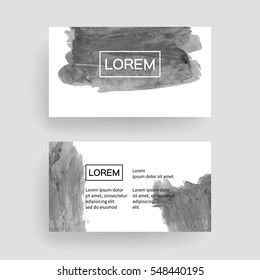 Set of vector business card templates with brush stroke background.