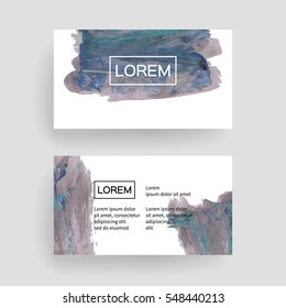 Set of vector business card templates with brush stroke background.