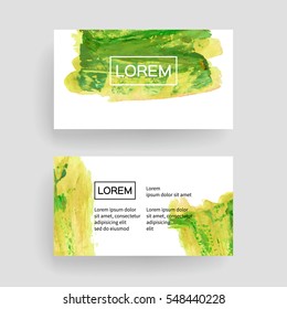 Set of vector business card templates with brush stroke background.