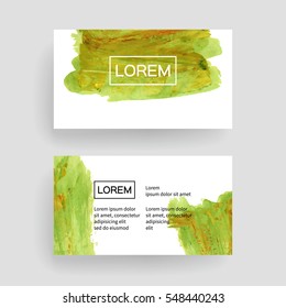 Set of vector business card templates with brush stroke background.