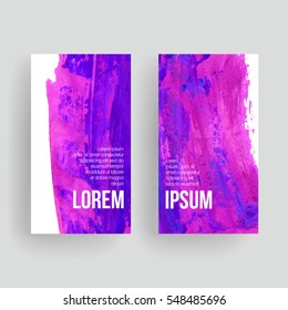 Set of vector business card templates with brush stroke background.