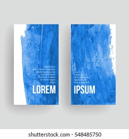 Set of vector business card templates with brush stroke background.