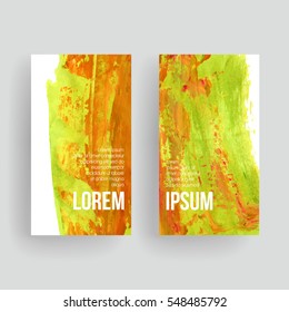 Set of vector business card templates with brush stroke background.