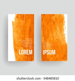 Set of vector business card templates with brush stroke background.
