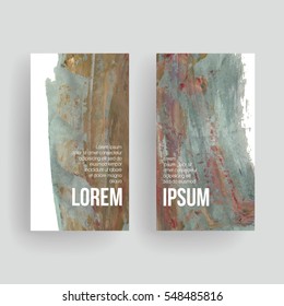 Set of vector business card templates with brush stroke background.