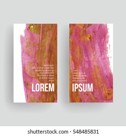 Set of vector business card templates with brush stroke background.