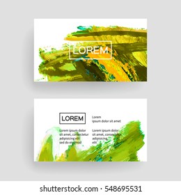 Set of vector business card templates with brush stroke background.