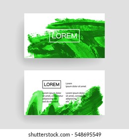 Set of vector business card templates with brush stroke background.