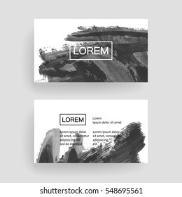 Set of vector business card templates with brush stroke background.