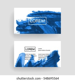 Set of vector business card templates with brush stroke background.