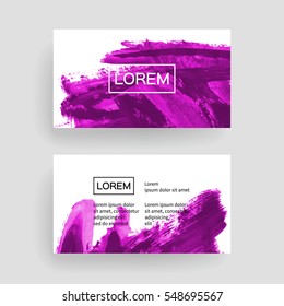 Set of vector business card templates with brush stroke background.
