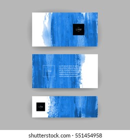 Set of vector business card templates with brush stroke background.