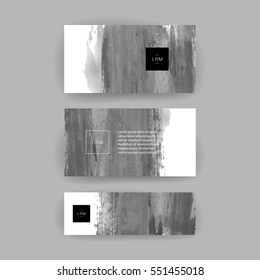 Set of vector business card templates with brush stroke background.
