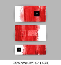 Set of vector business card templates with brush stroke background.