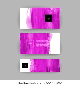 Set of vector business card templates with brush stroke background.