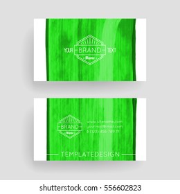 Set of vector business card templates with brush stroke background.