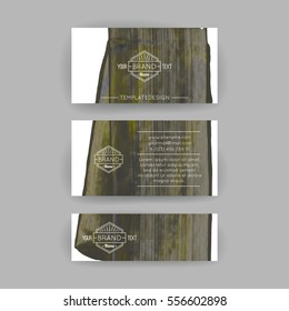 Set of vector business card templates with brush stroke background.