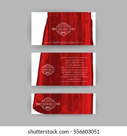 Set of vector business card templates with brush stroke background.