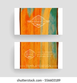 Set of vector business card templates with brush stroke background.