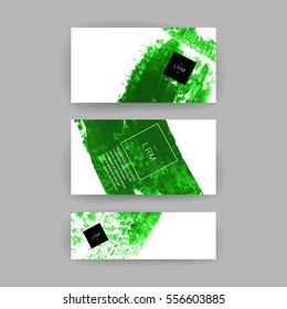 Set of vector business card templates with brush stroke background.