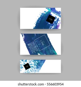Set of vector business card templates with brush stroke background.