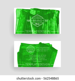 Set of vector business card templates with brush stroke background.