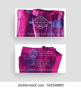 Set of vector business card templates with brush stroke background.