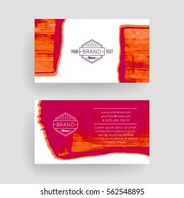 Set of vector business card templates with brush stroke background.