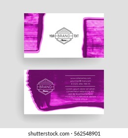 Set of vector business card templates with brush stroke background.