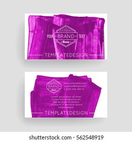 Set of vector business card templates with brush stroke background.