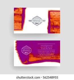 Set of vector business card templates with brush stroke background.