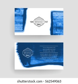 Set of vector business card templates with brush stroke background.