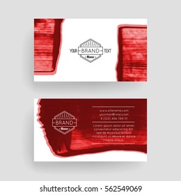 Set of vector business card templates with brush stroke background.