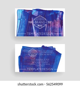 Set of vector business card templates with brush stroke background.