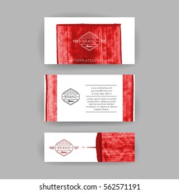 Set of vector business card templates with brush stroke background.