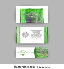 Set of vector business card templates with brush stroke background.