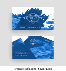 Set of vector business card templates with brush stroke background.