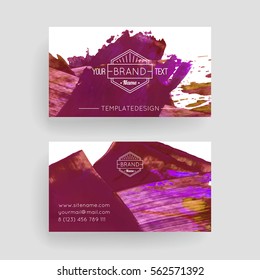 Set of vector business card templates with brush stroke background.