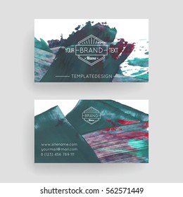 Set of vector business card templates with brush stroke background.