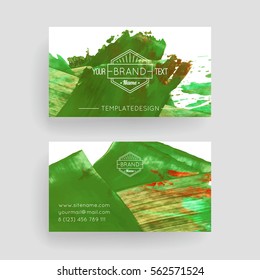Set of vector business card templates with brush stroke background.