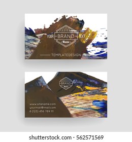 Set of vector business card templates with brush stroke background.