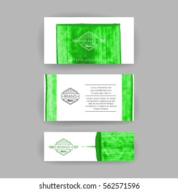 Set of vector business card templates with brush stroke background.