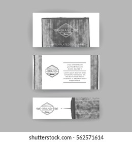 Set of vector business card templates with brush stroke background.