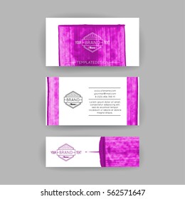 Set of vector business card templates with brush stroke background.