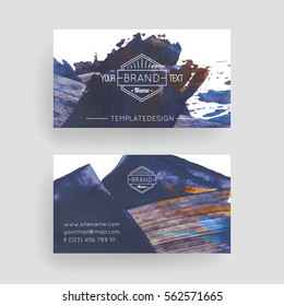 Set of vector business card templates with brush stroke background.